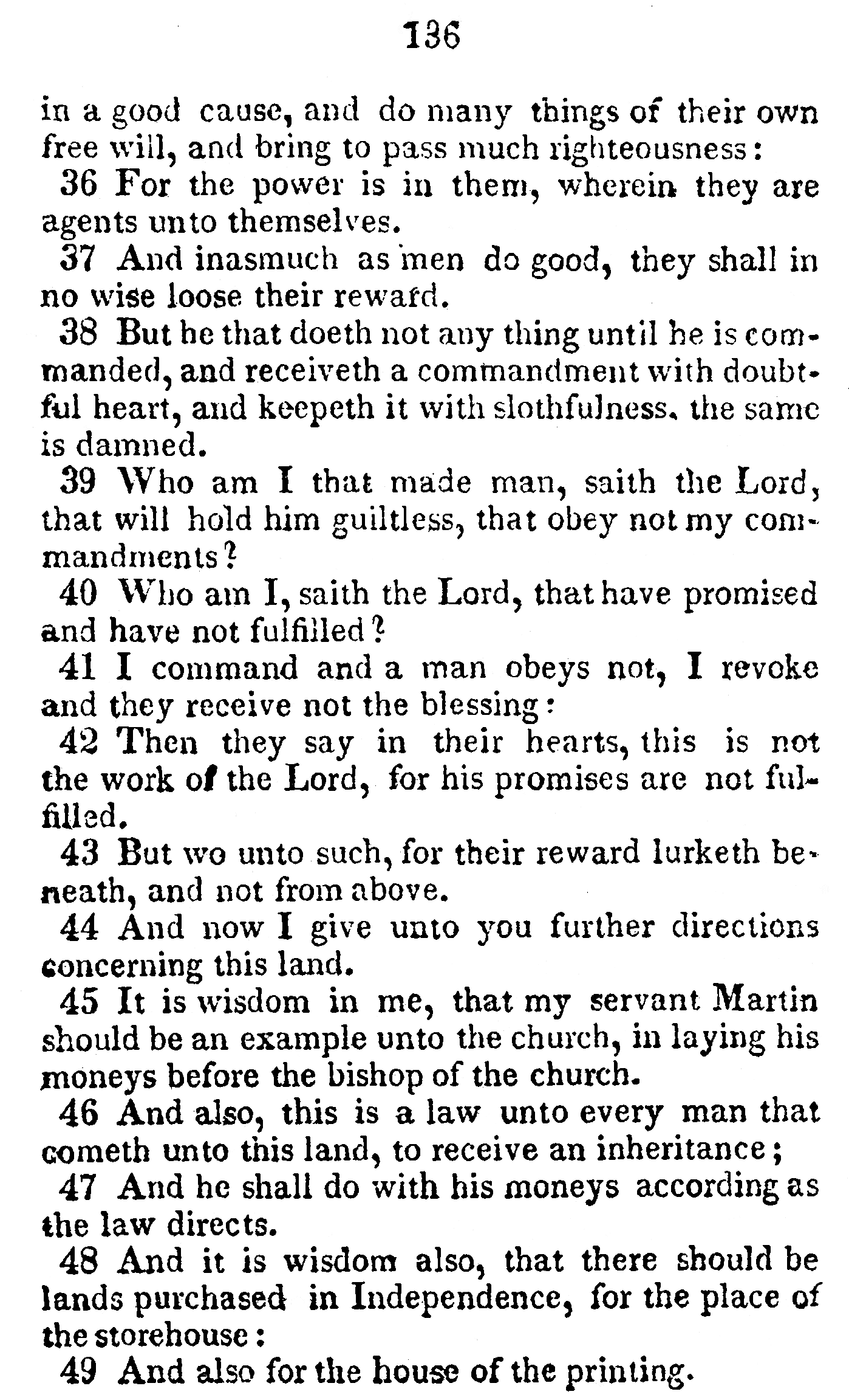 Book Of Commandments 1833 Page 136