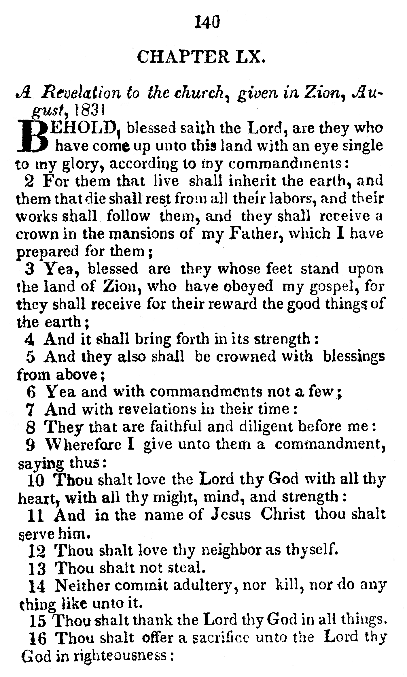 Book of Commandments 1833 Page 140