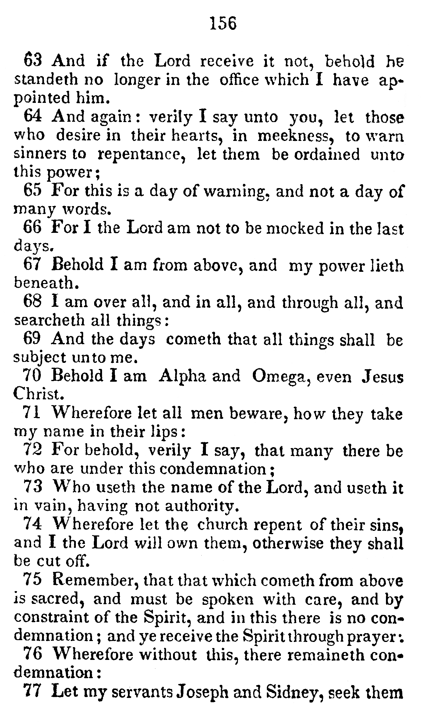 Book Of Commandments 1833 Page 156