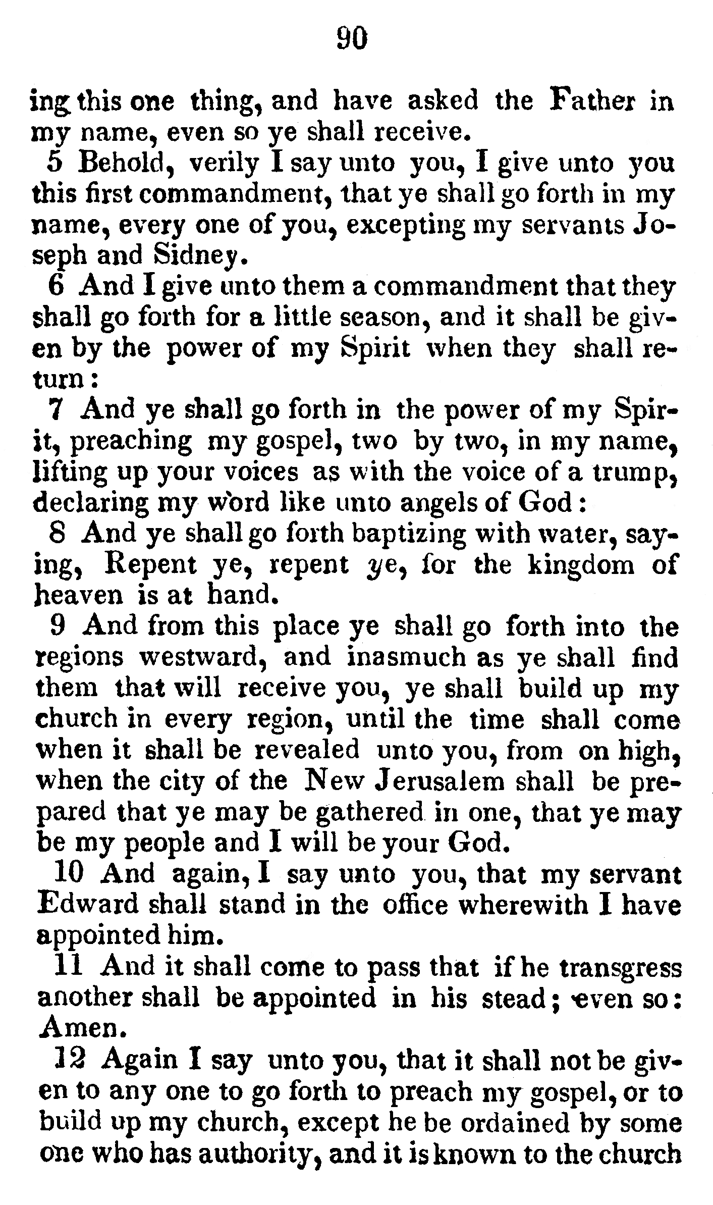 Book of Commandments 1833 Page 90