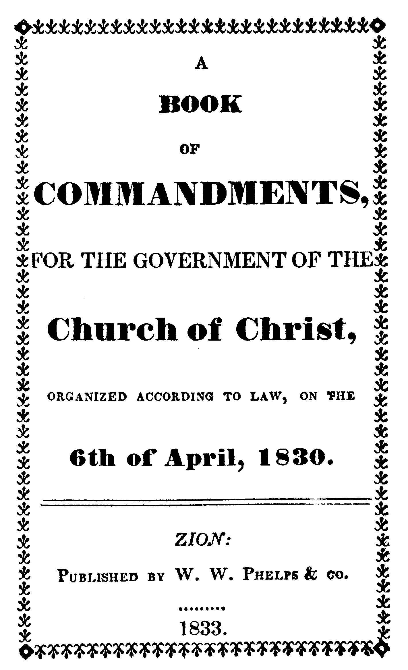 Book Of Commandments 1833 Page 1