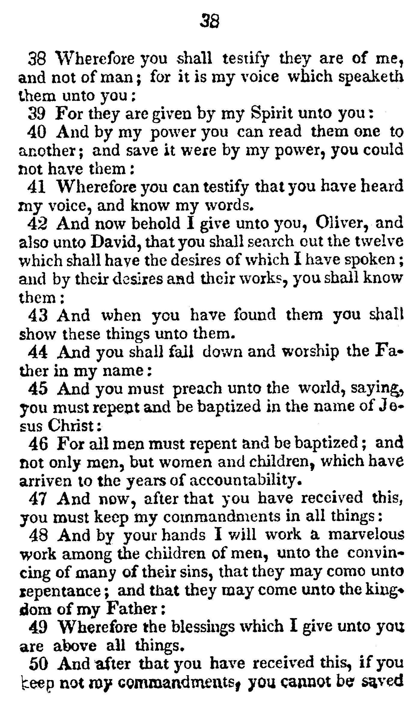 Book Of Commandments 1833 Page 38