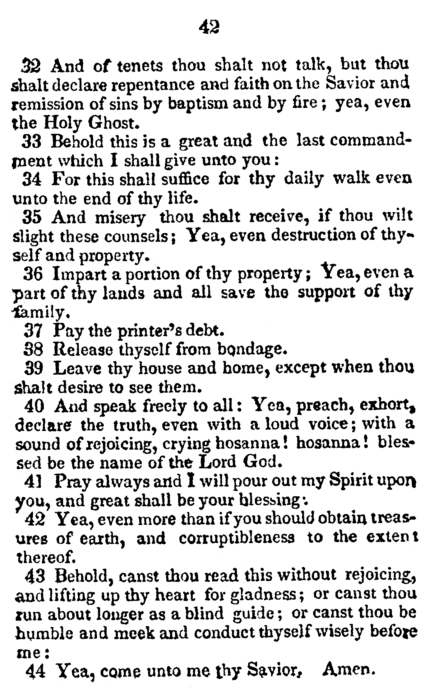 Book Of Commandments 1833 Page 42