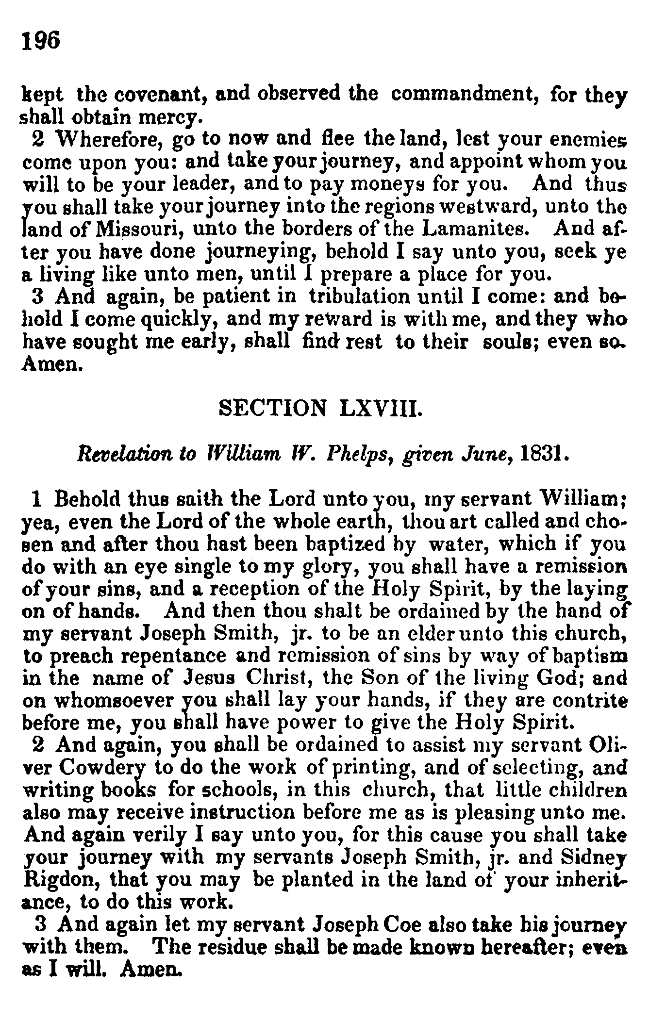 Doctrine And Covenants Page 196