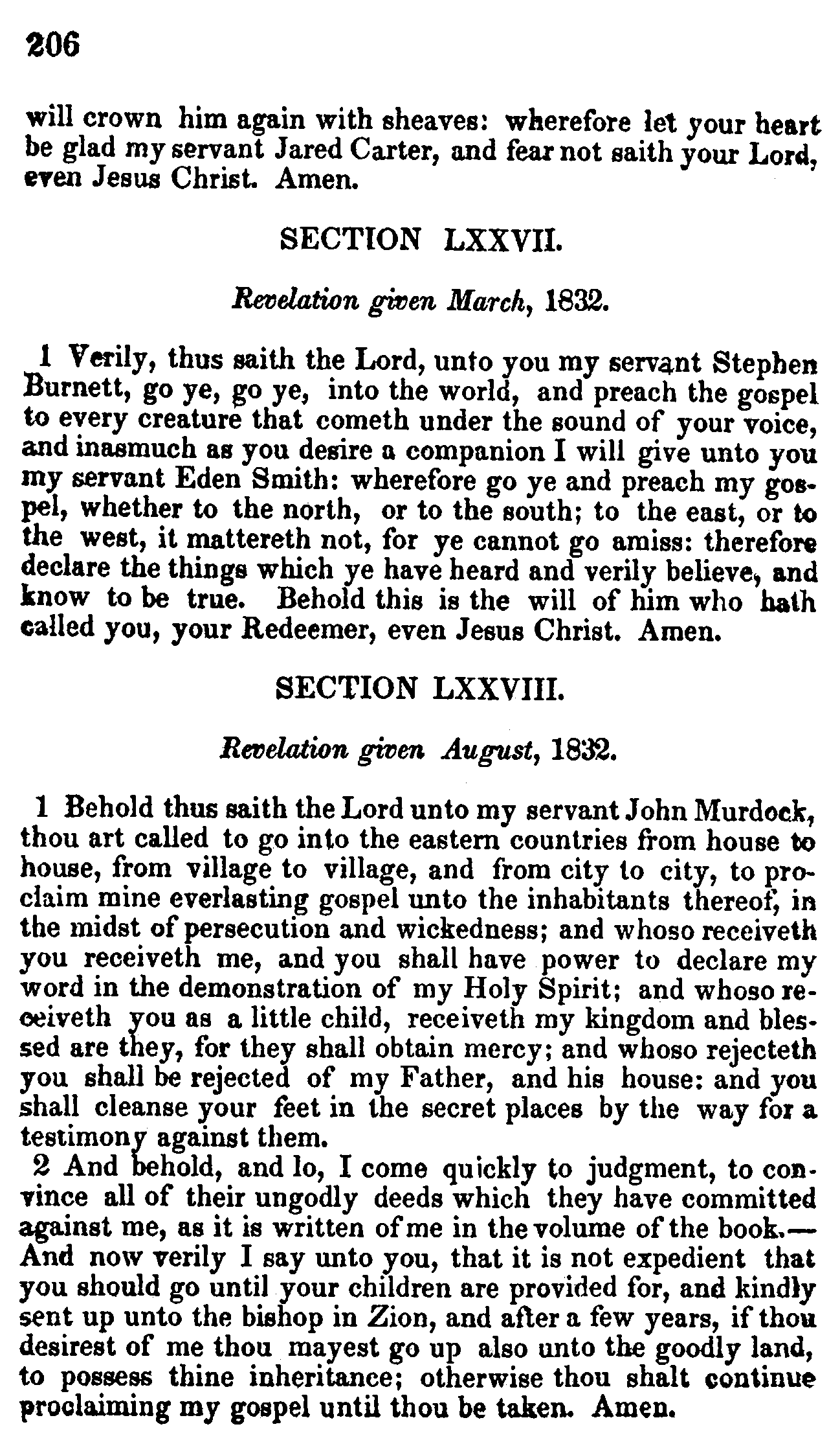 Doctrine And Covenants Page 206