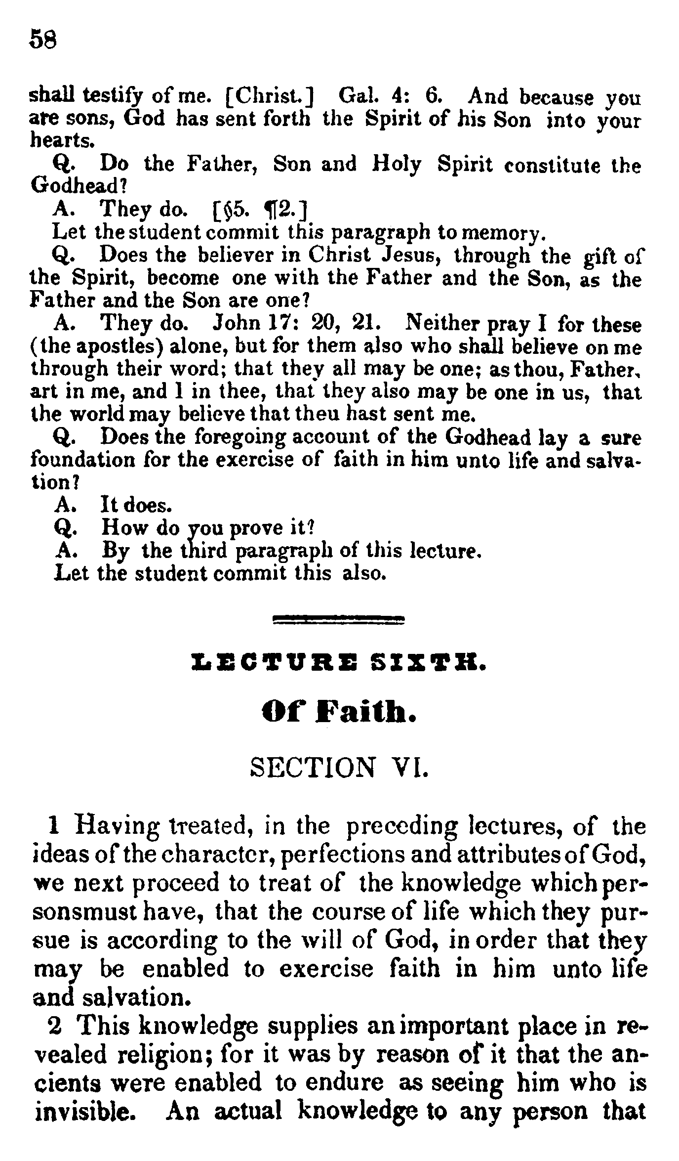 Doctrine and Covenants 1835 edition p.58 Lectures on Faith