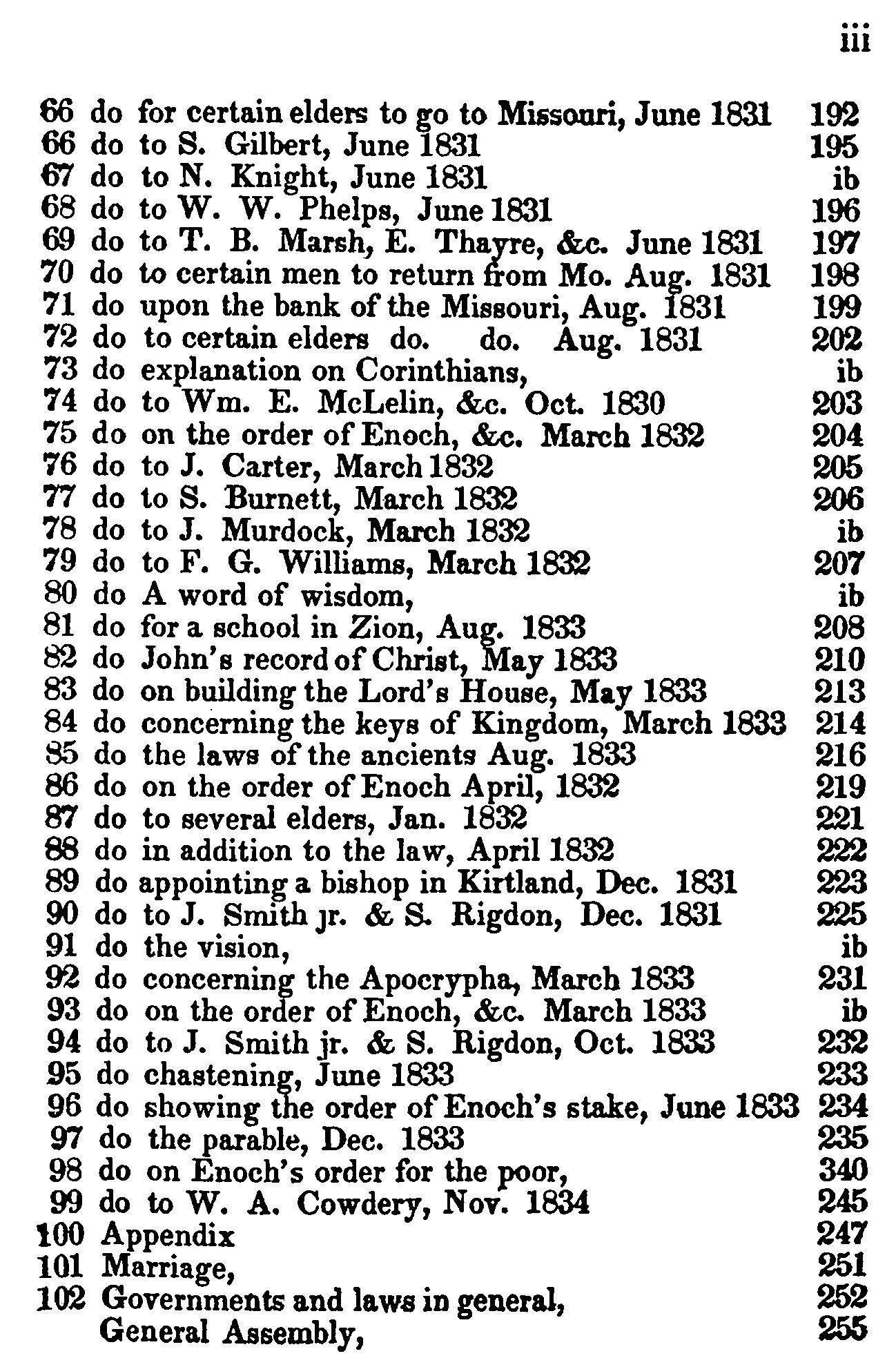Doctrine And Covenants Index III