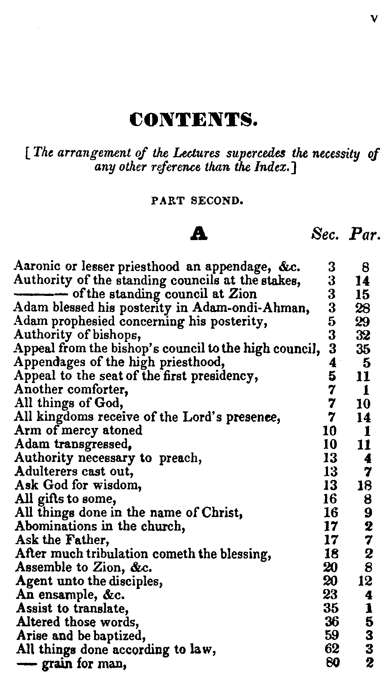 Doctrine And Covenants Index V