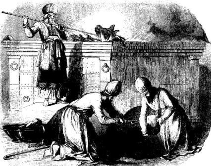 Old Testament Priests sacrificing animals at altar