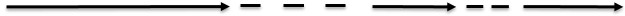 Black arrows in a line separated with broken lines