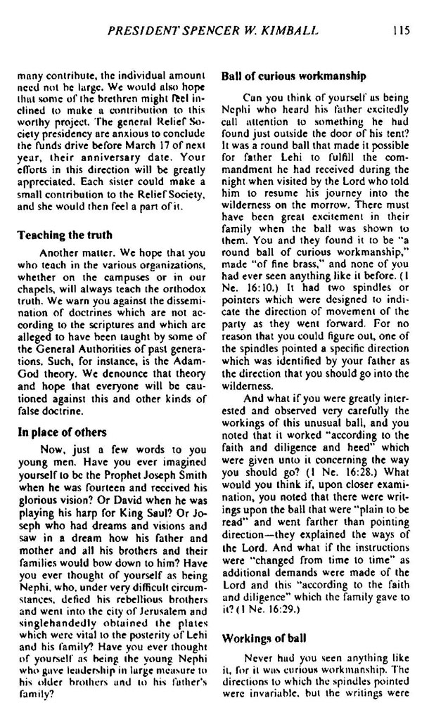 Spencer Kimball Conference Report p.115 October 1976 Adam-God Doctrine