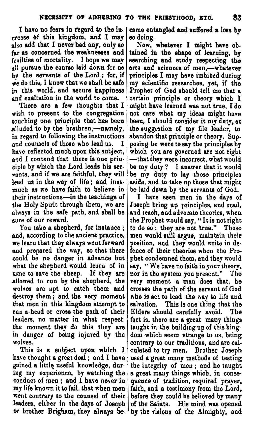 Journal of Discourses, vol. 5, p. 83 (1857)