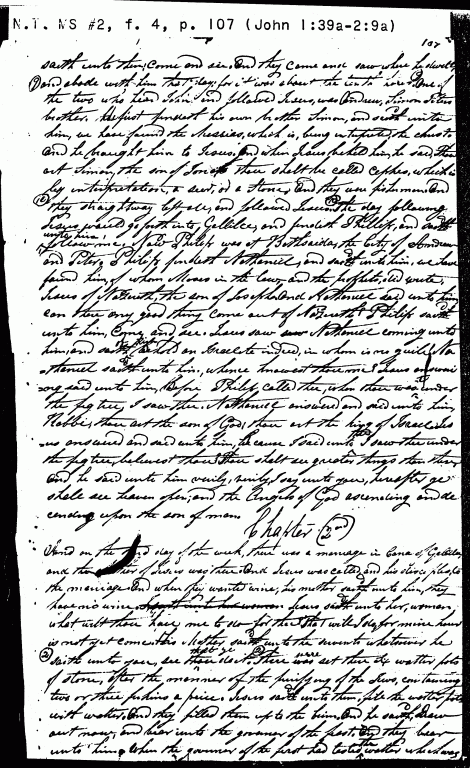 Translation Manuscript Page For JST John 1:39a - 2:9a