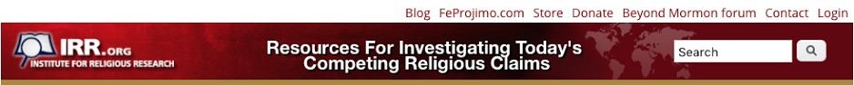 IRR web page header showing site name, links, and buttons for blog, store, donate, contact, login