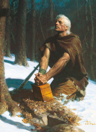 Morôni enterra os registros Nefitas, arte por Tom Lovell (detalhe)