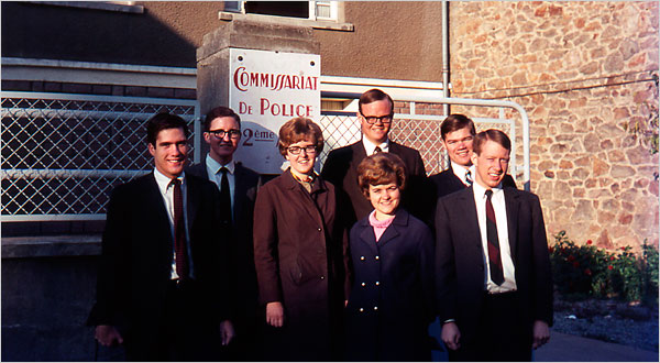Mitt Romney (left) in 1968 with mission members in France