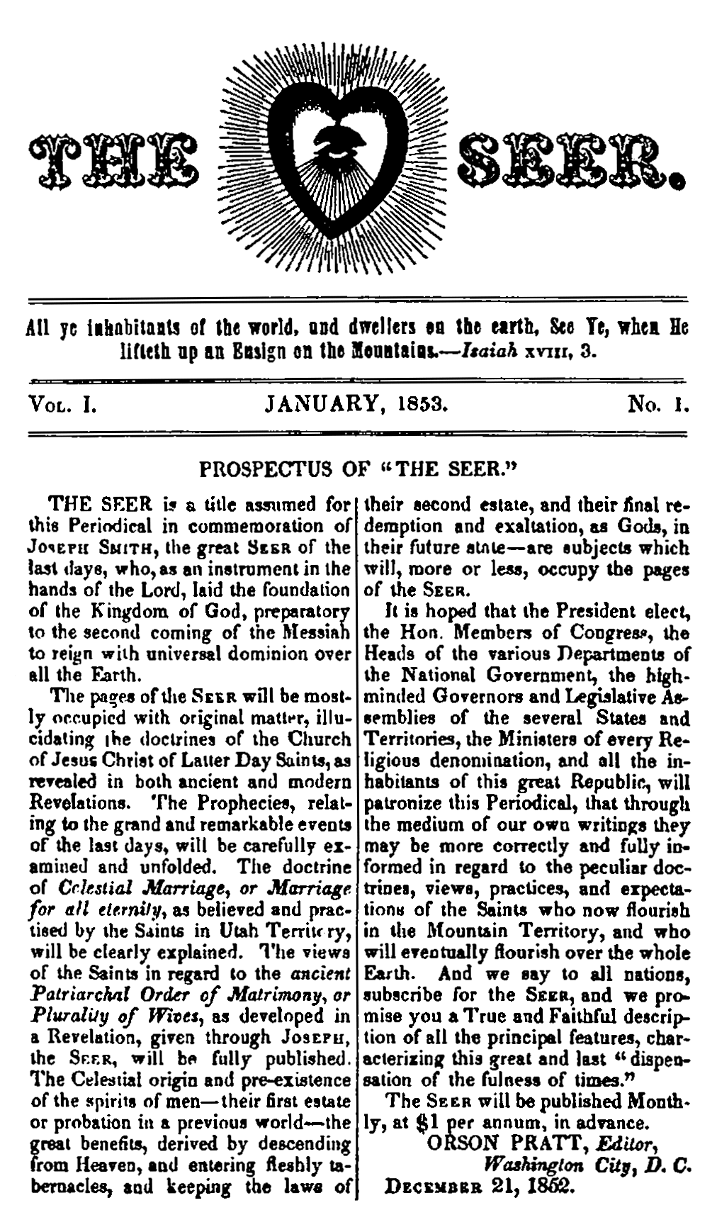 The Seer, p. 1