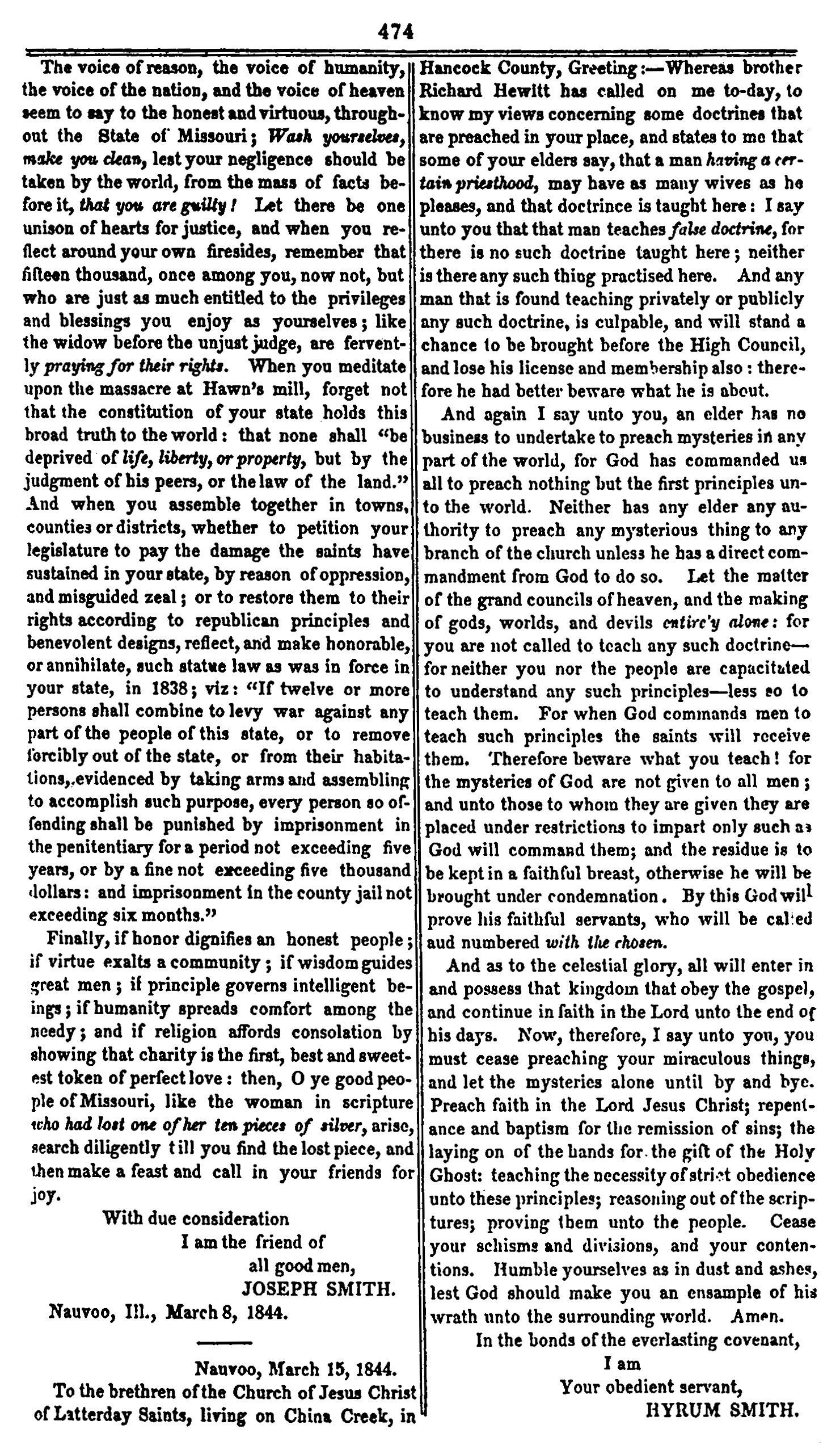 Times & Seasons, vol. 5, p. 474