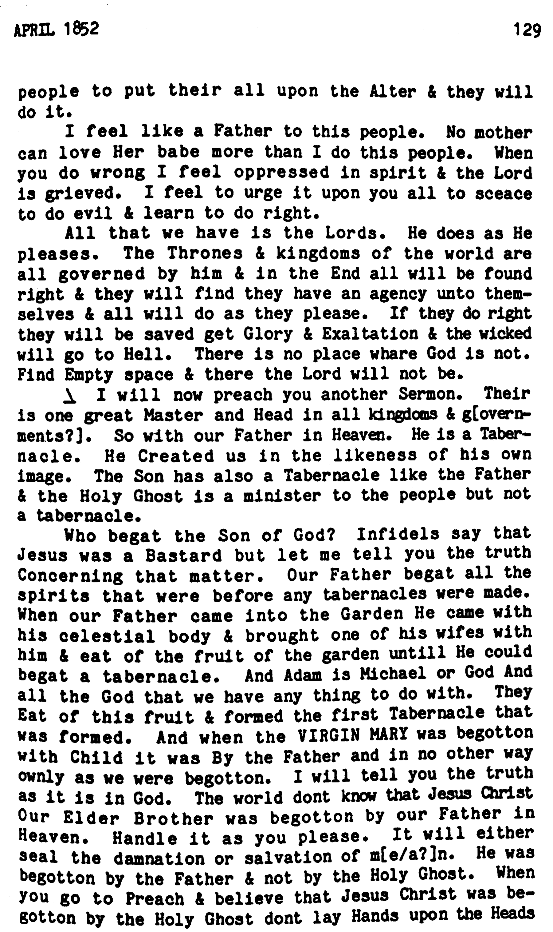 Wilford Woodruff Diary Vol. 4 Page 129