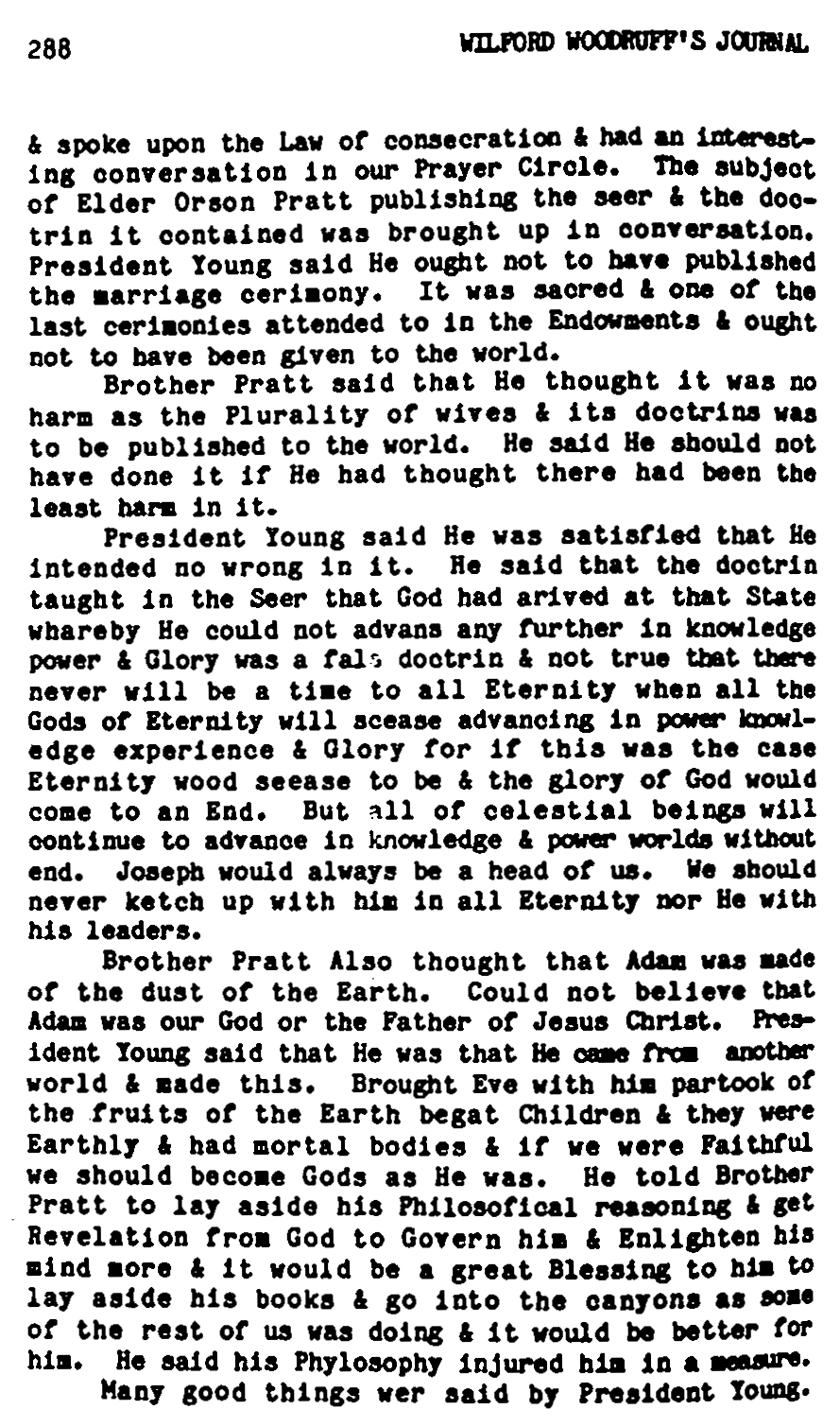 Wilford Woodruff Diary, vol. 4, p. 288