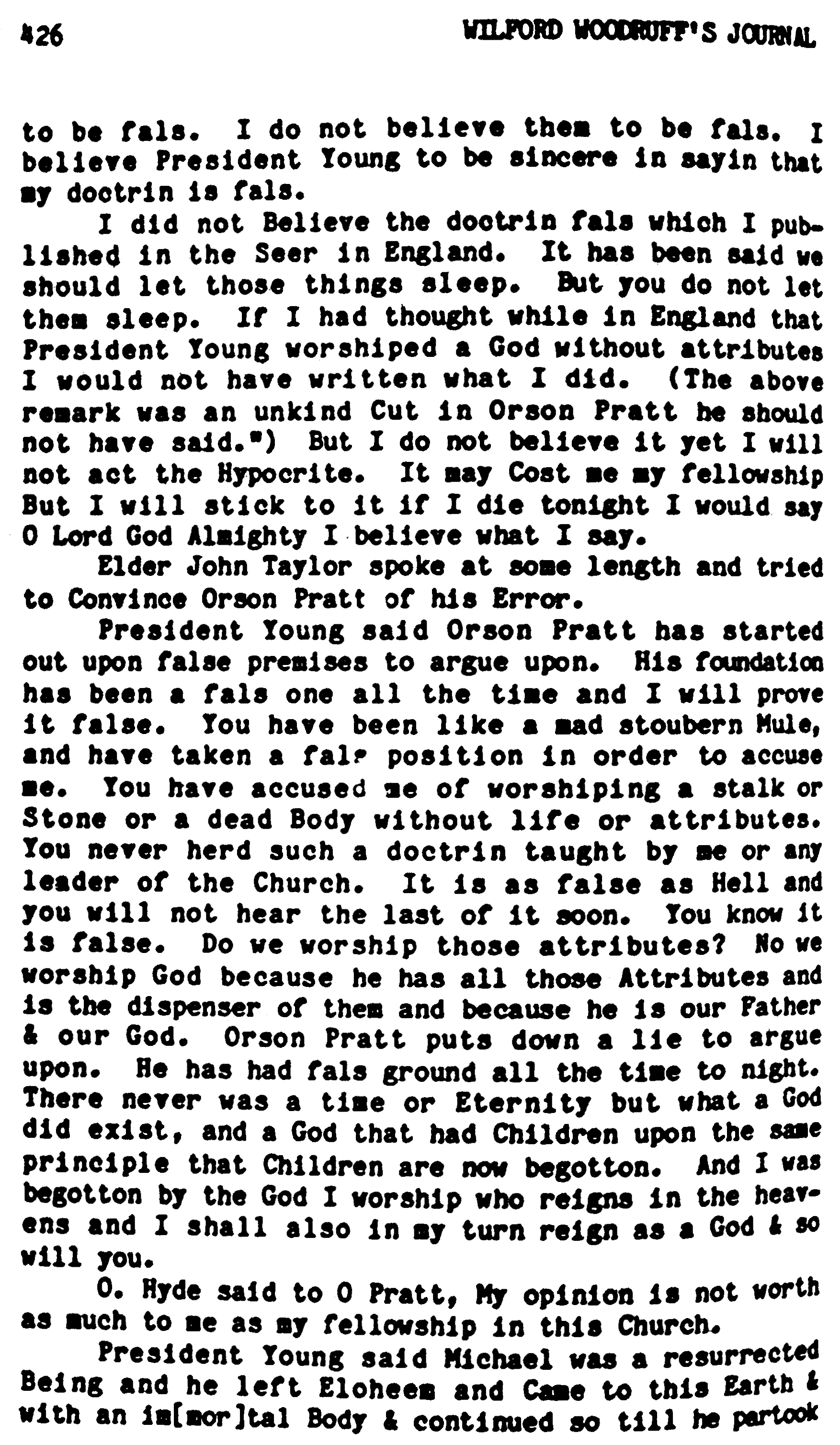 Wilford Woodruff Diary, vol. 5, p. 426